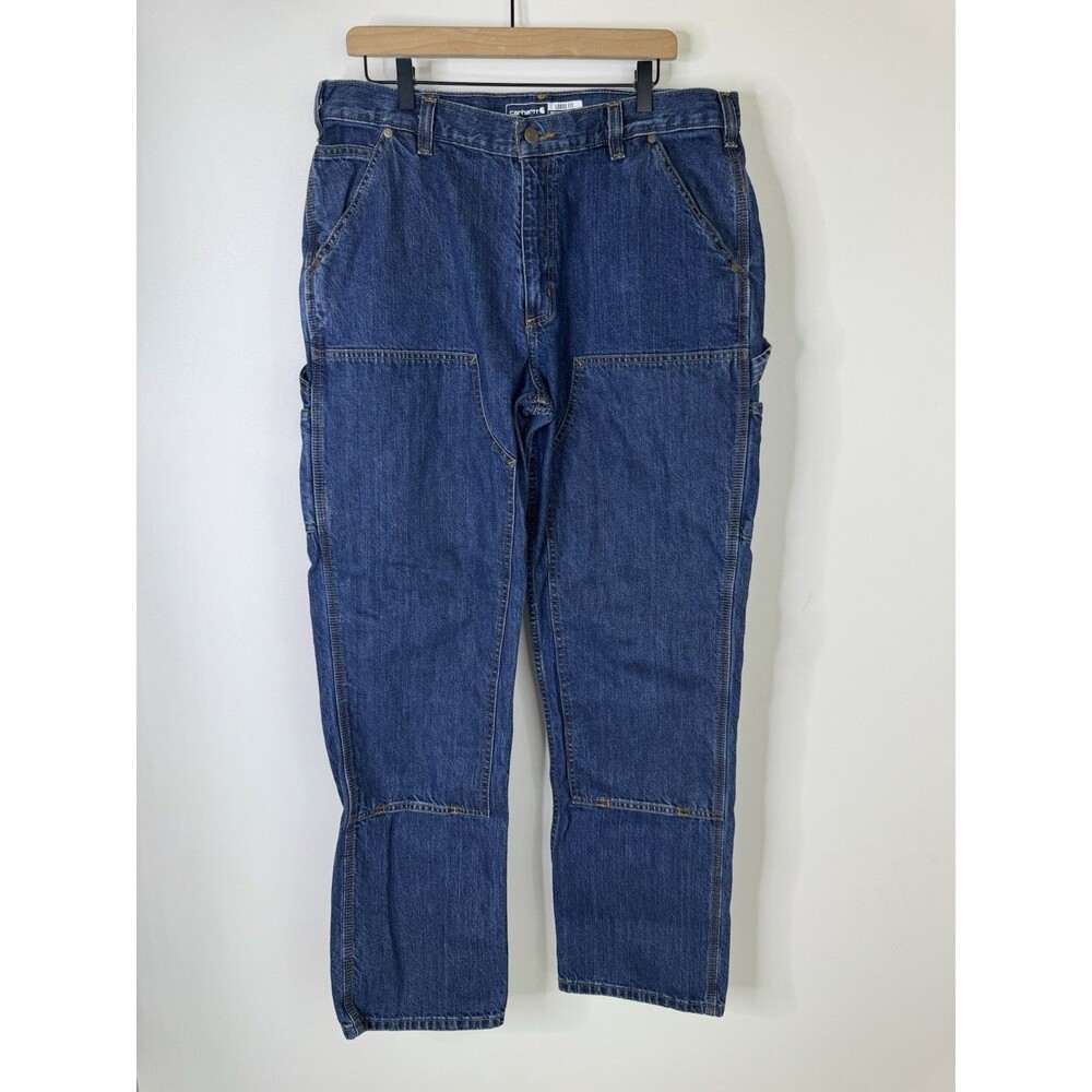 Carhartt Double Knee Jeans 36x34 Denim Utility American Workwear USA Loose Fit